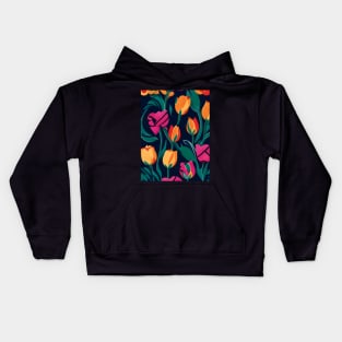 Tulip Field Dark Abstract Artwork Kids Hoodie